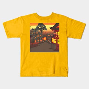 Orange Pumpkin Halloween Anime Scenery Kids T-Shirt